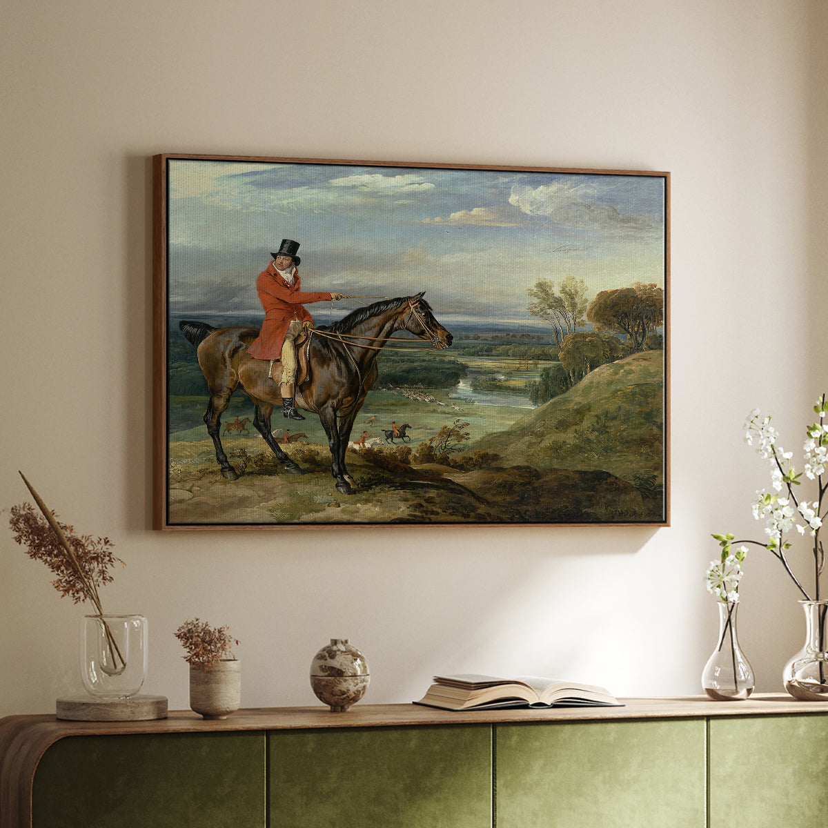 John Levett Hunting at Wychnor, Staffordshire, 1818 - Floater Framed Canvas Print