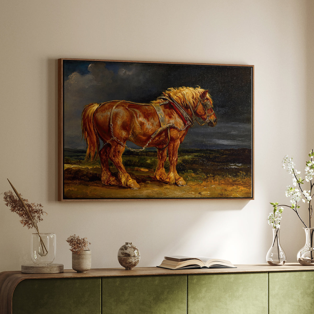 The Shire Horse Elephant in an Extensive Landscape, c. 1850s - Floater Framed Canvas Print
