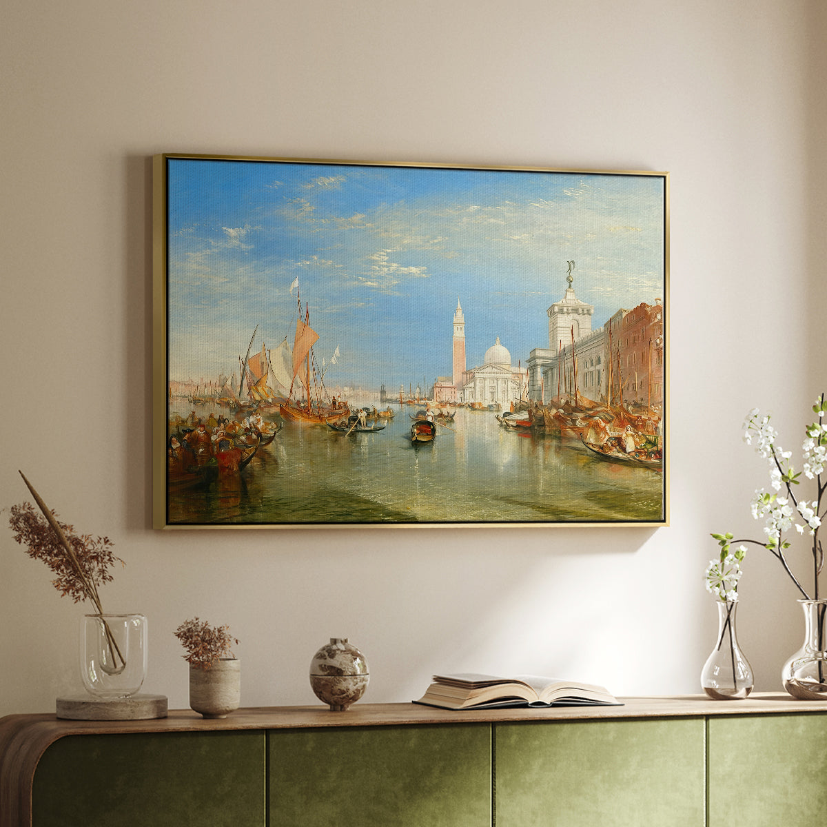 Venice: The Dogana and San Giorgio Maggiore, 1834 - Floater Framed Canvas Print