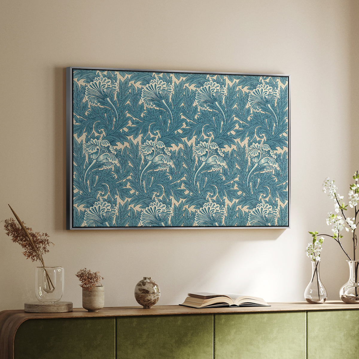Tulip (Teal), 1875 - Floater Framed Canvas Print