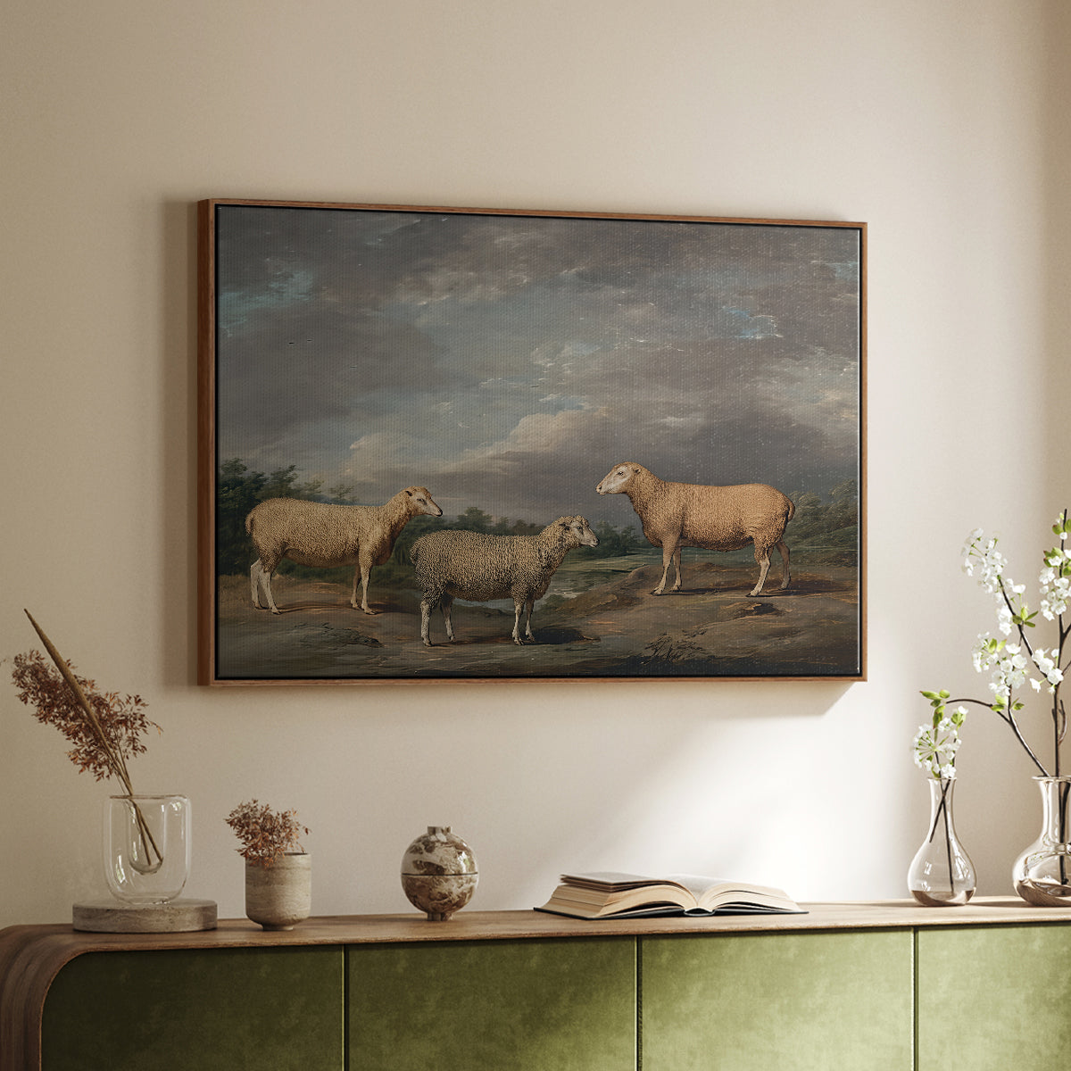 Ryelands Sheep, the King's Ram, the King's Ewe and Lord Somerville's Wether, c. 1801-1807 - Floater Framed Canvas Print