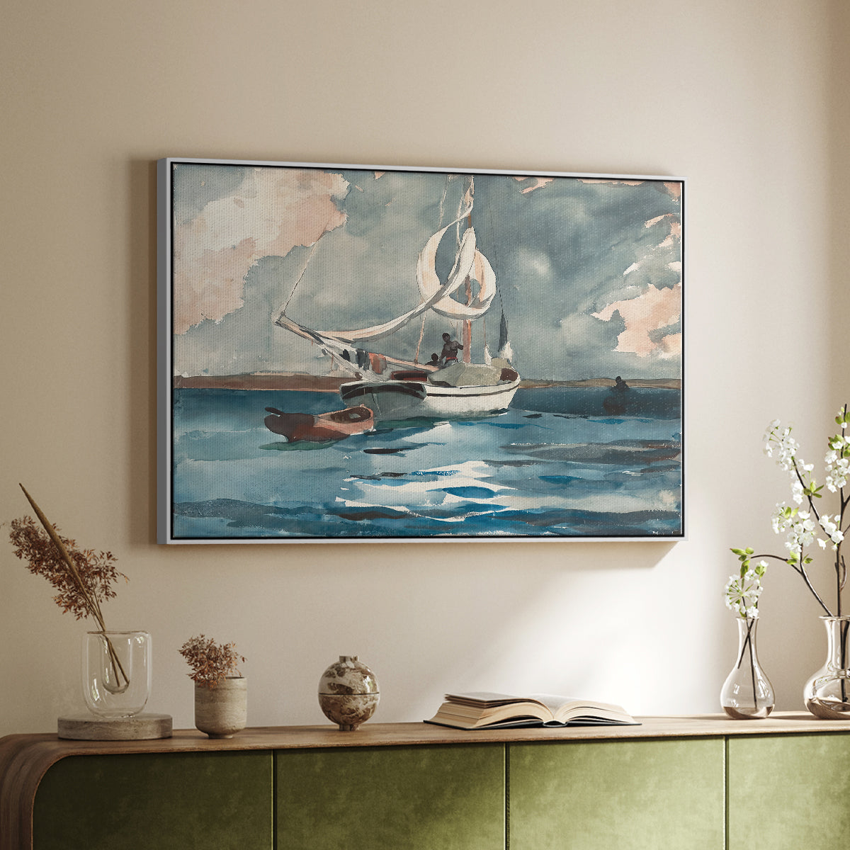 Sloop, Nassau, 1899 - Floater Framed Canvas Print