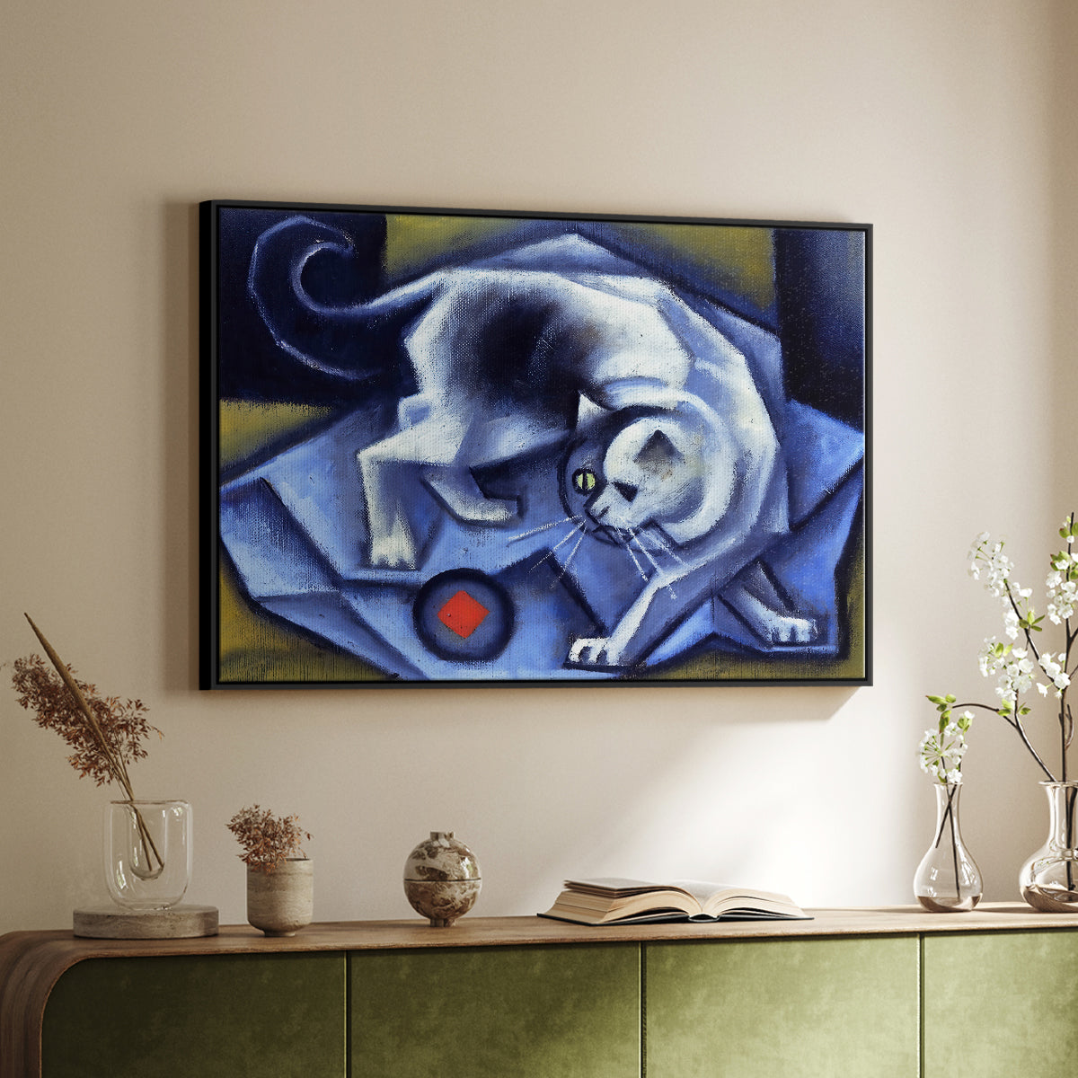 Cat Playing with a Ball, 1945-1950 - Floater Framed Canvas Print