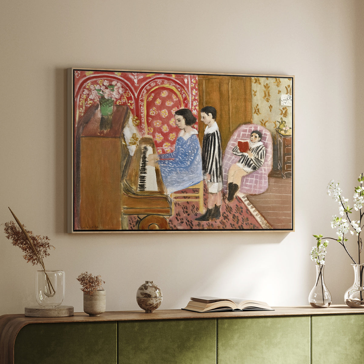 The Piano Lesson, 1923 - Floater Framed Canvas Print