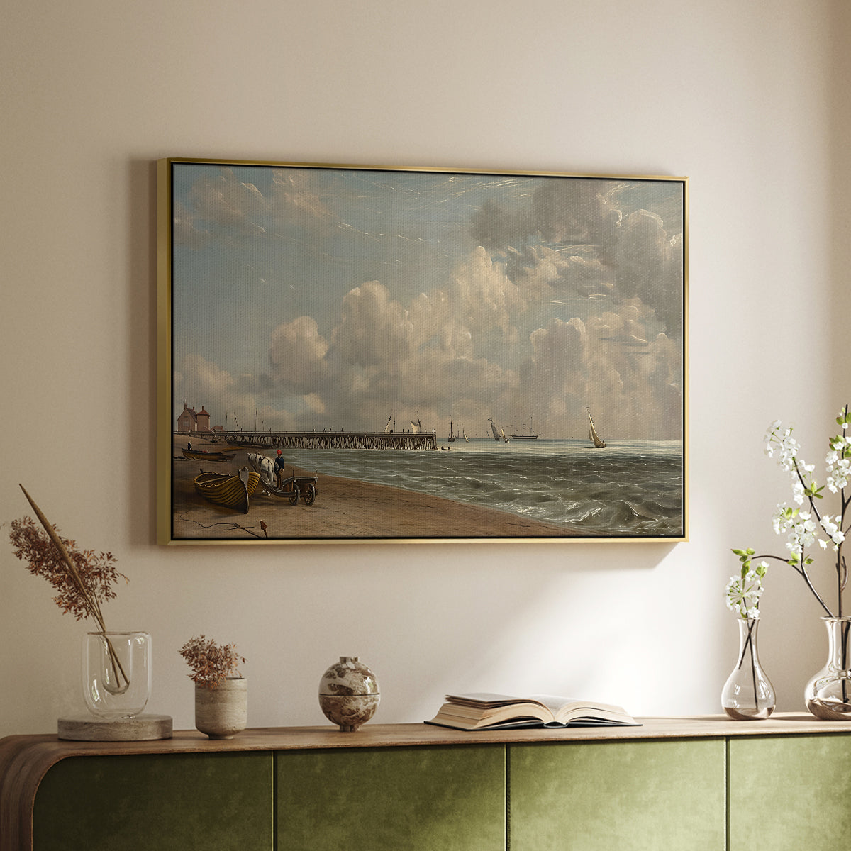 Yarmouth Jetty, 1822 - Floater Framed Canvas Print