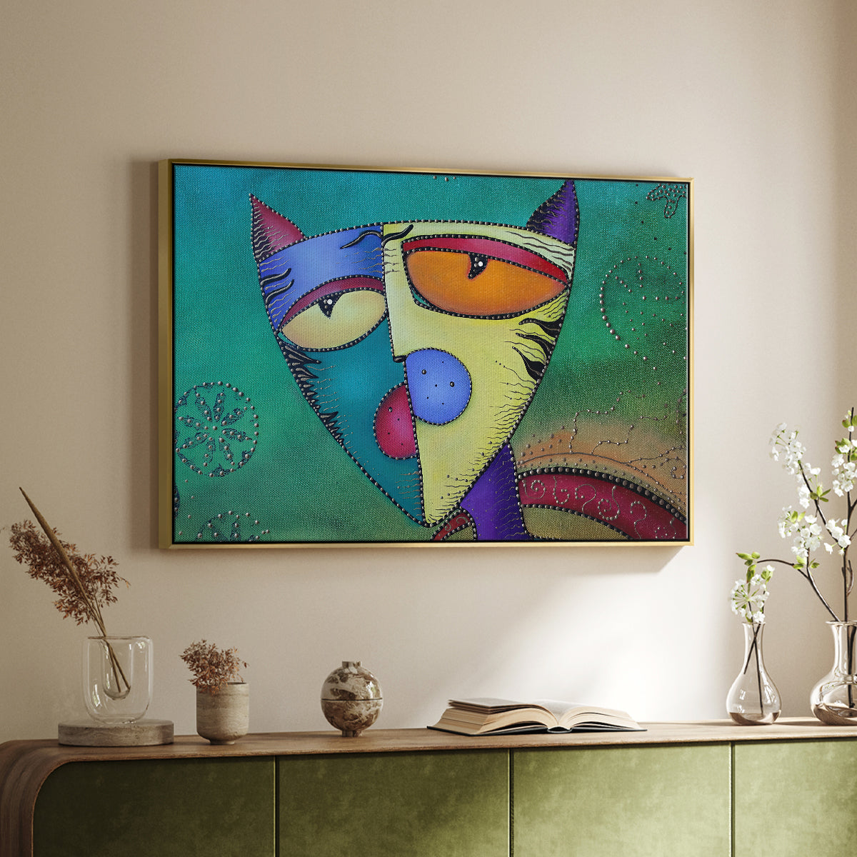Celestial Cat - Floater Framed Canvas Print
