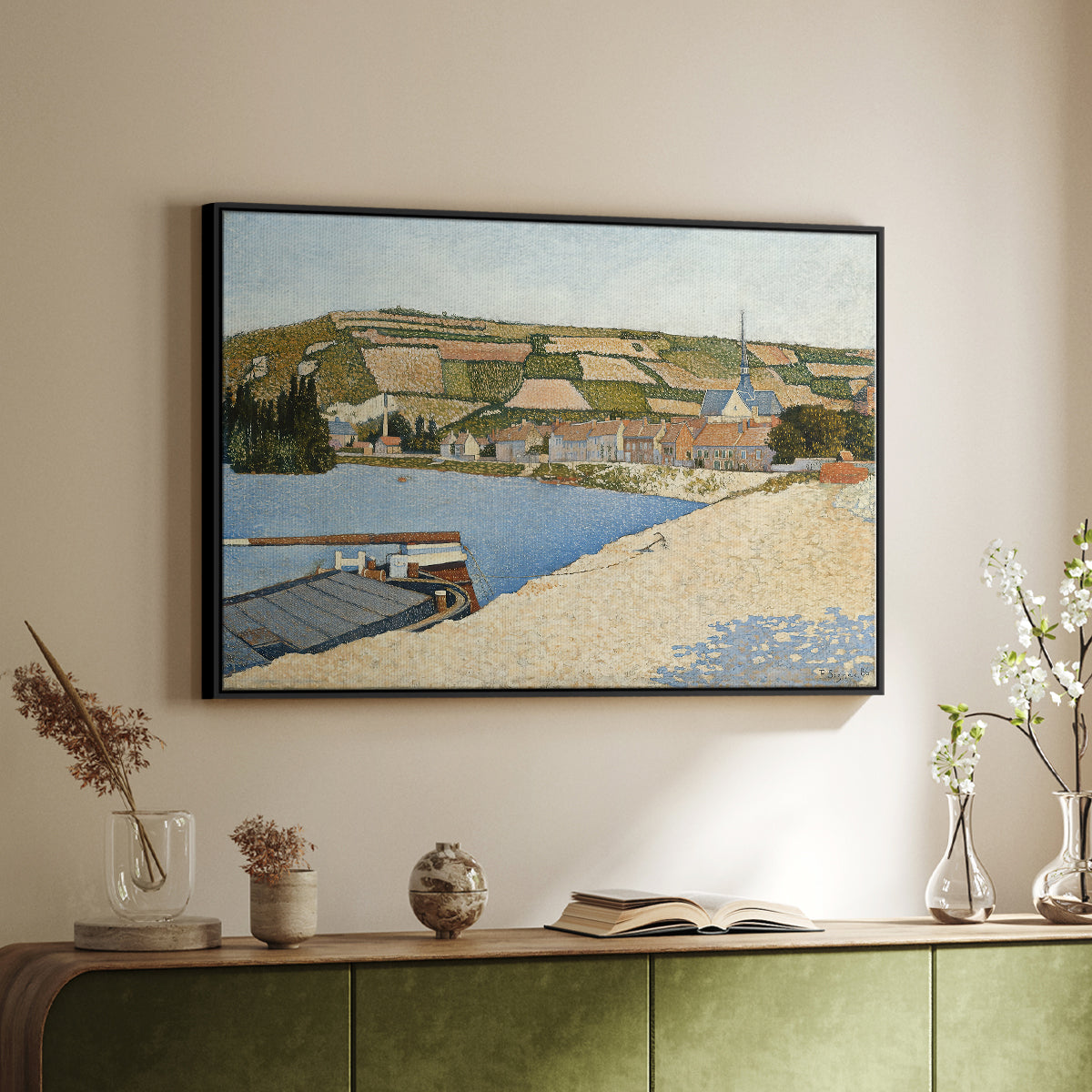 The Riverbank, Les Andelys, 1886 - Floater Framed Canvas Print