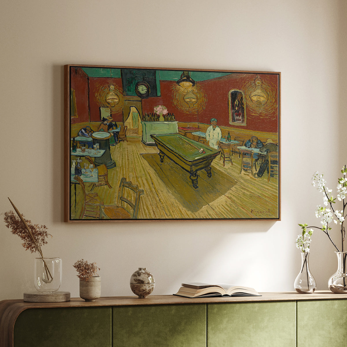 The Night Café, 1888 - Floater Framed Canvas Print