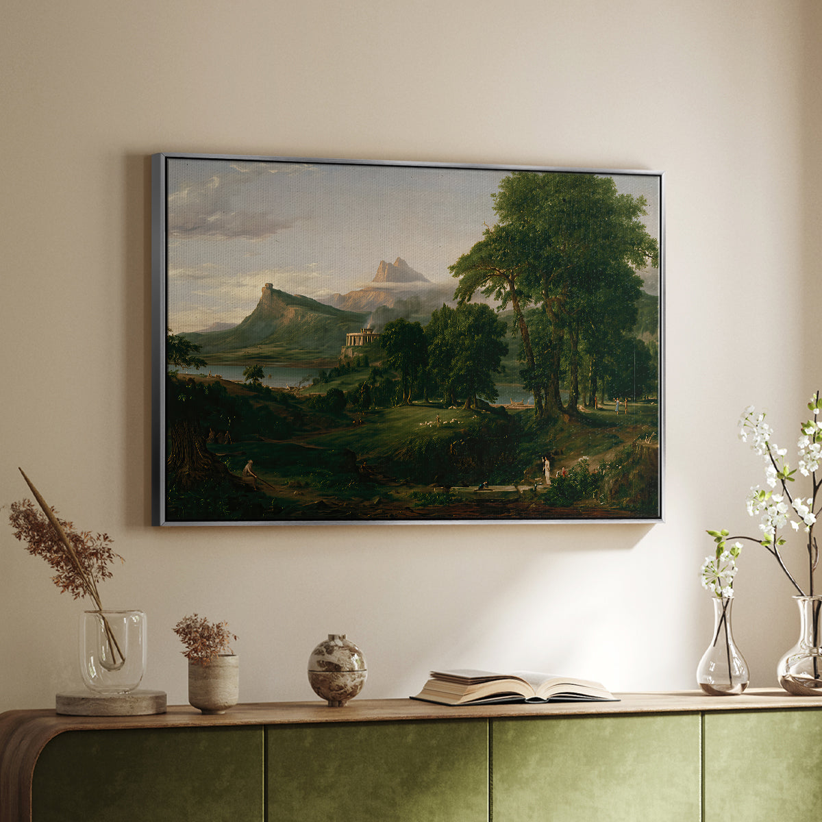 The Course of Empire: The Arcadian or Pastoral State, 1834 - Floater Framed Canvas Print