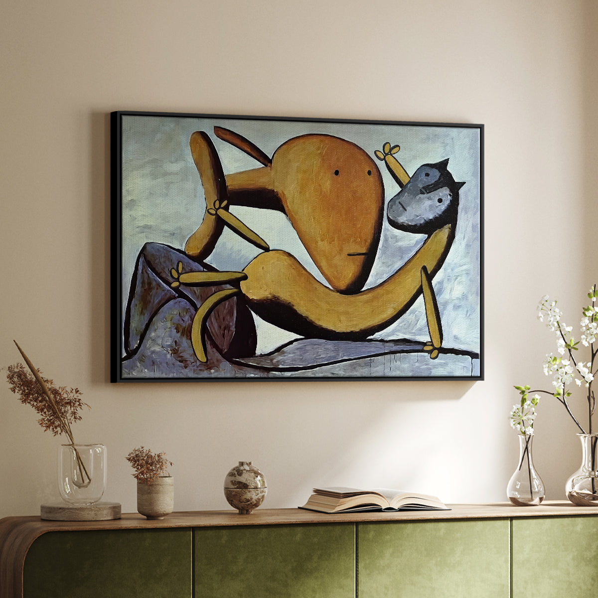 Cat and Big Fish, c. 1931 - Floater Framed Canvas Print