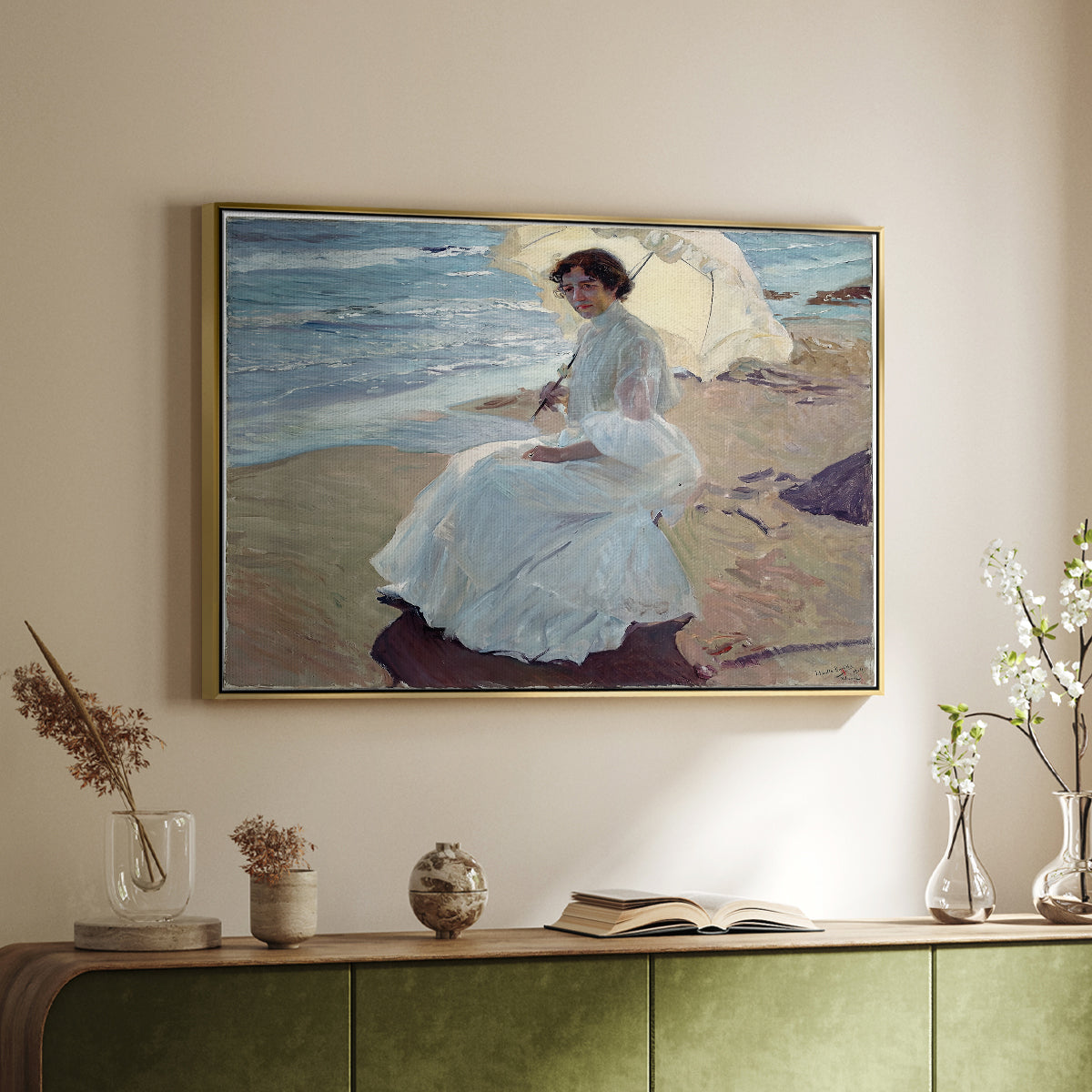 Clotilde on the Beach, 1904 - Floater Framed Canvas Print