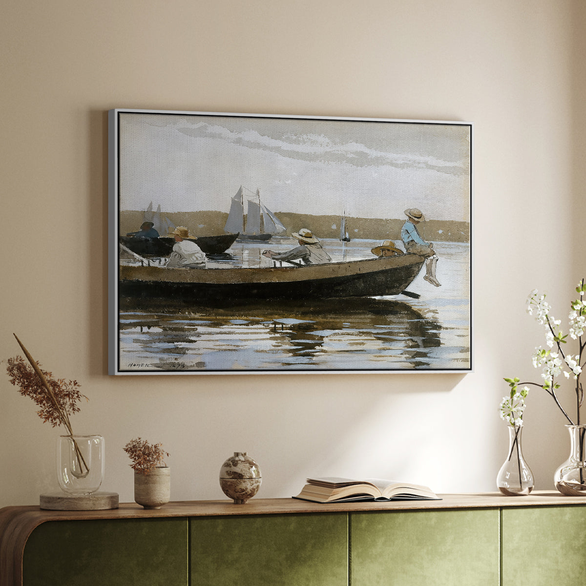 Boys in a Dory, 1873 - Floater Framed Canvas Print