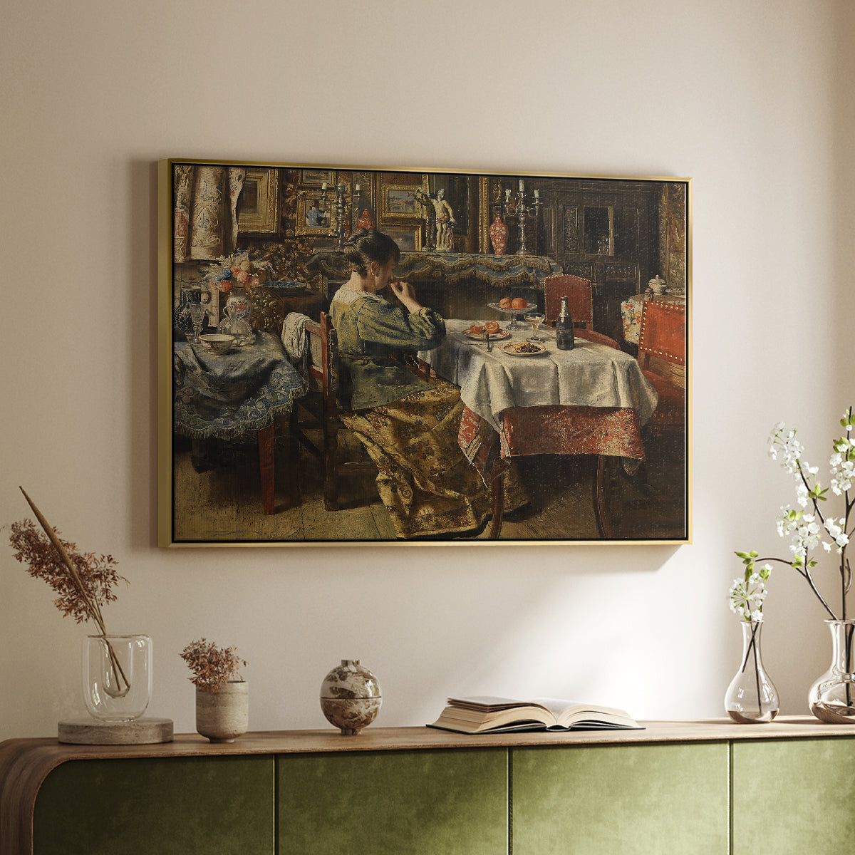 The Meal (De maaltijd), c. 1885 - Floater Framed Canvas Print