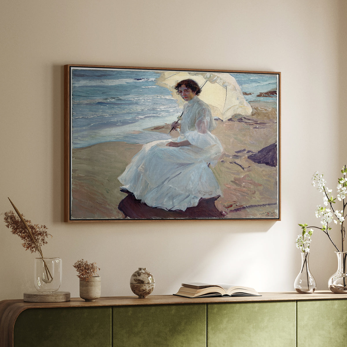 Clotilde on the Beach, 1904 - Floater Framed Canvas Print