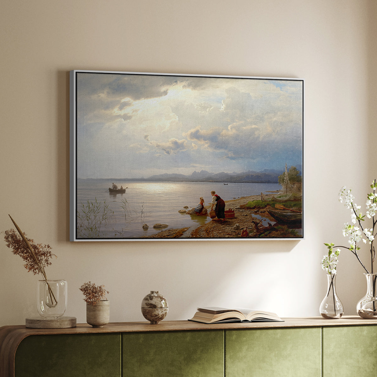On the Banks of the Chiemsee, 1871 - Floater Framed Canvas Print