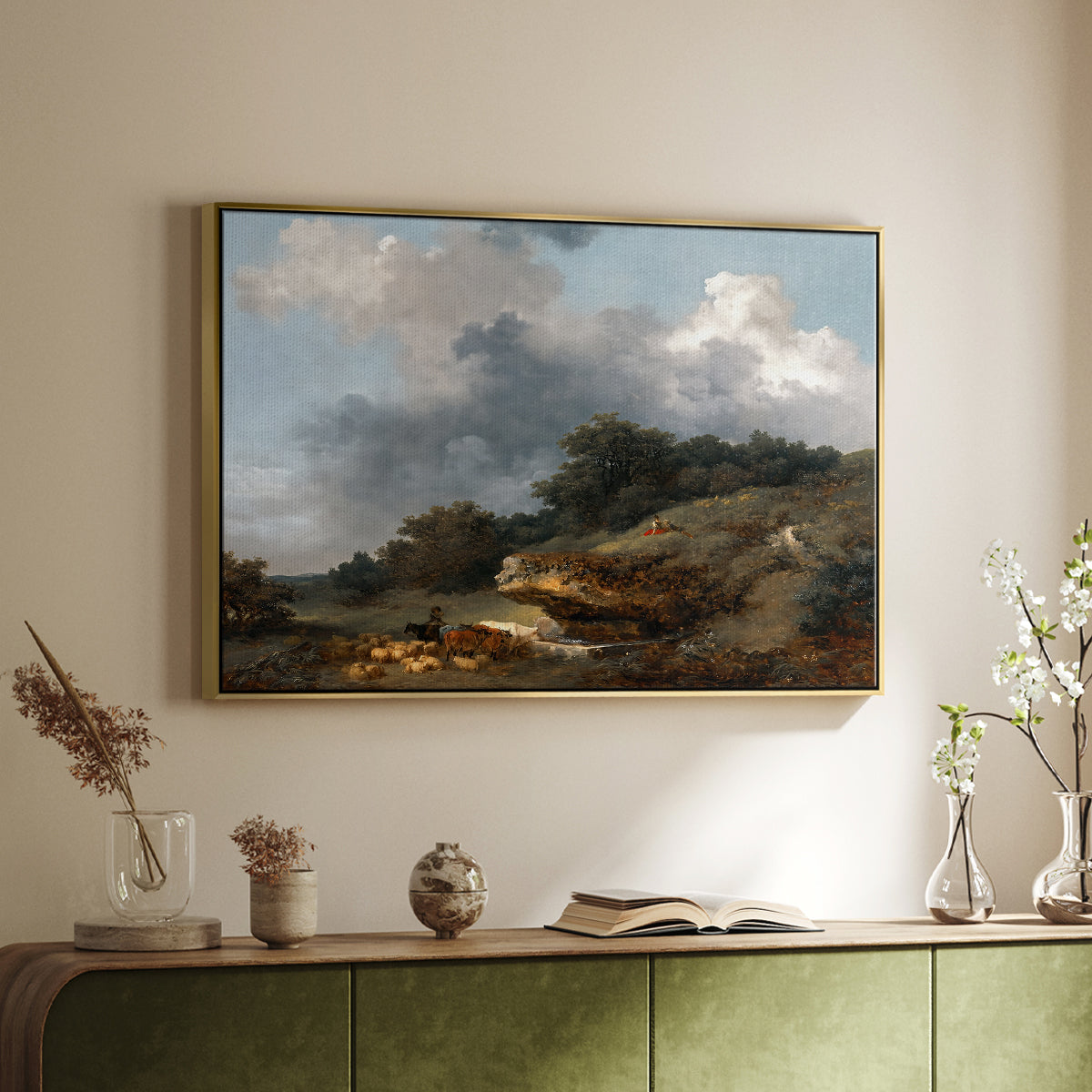 The Watering Place, c. 1765 - Floater Framed Canvas Print