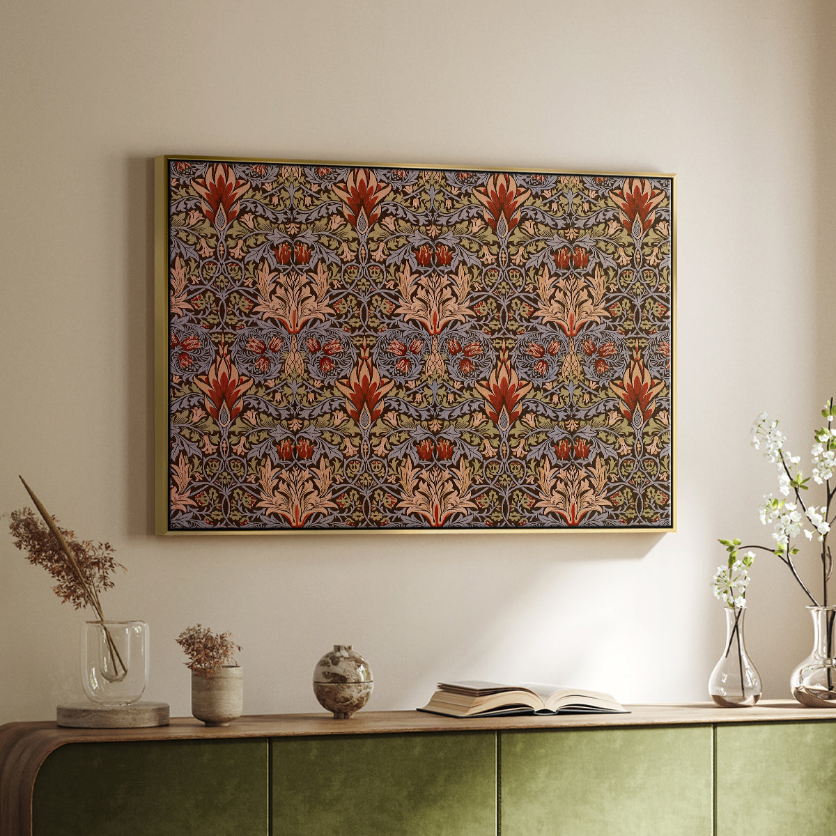 Snakeshead - Red/Cumin, c. 1876 - Floater Framed Canvas Print