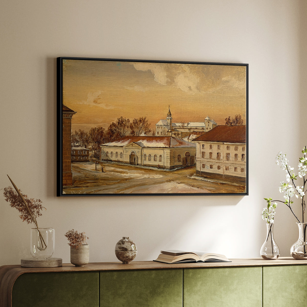 The Riding School at Akershus Castle, 1846 - Floater Framed Canvas Print