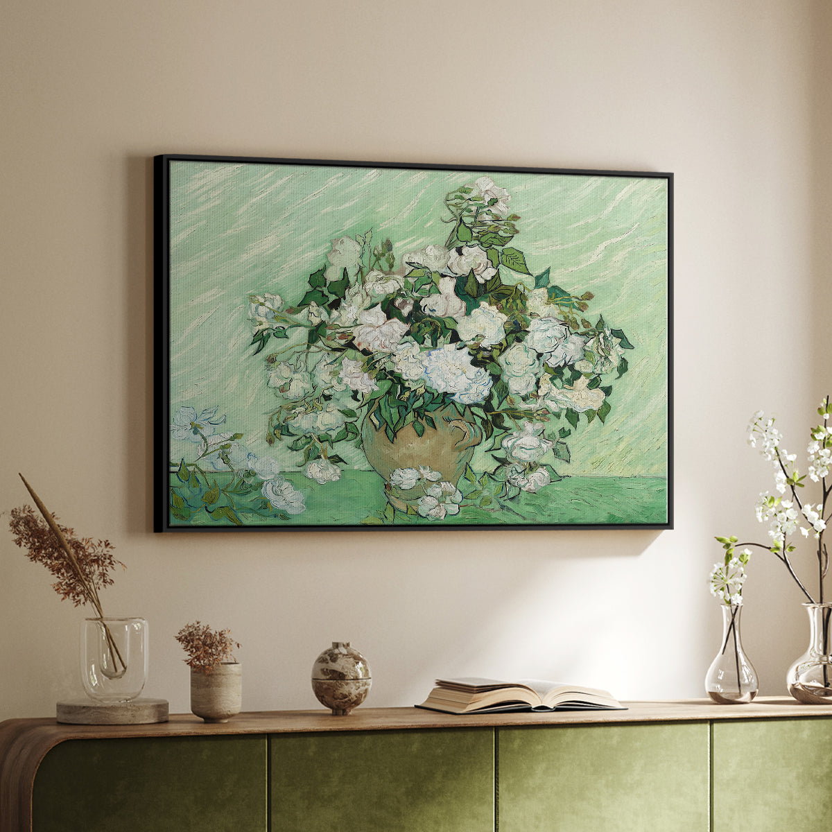 Roses, 1890 - Floater Framed Canvas Print