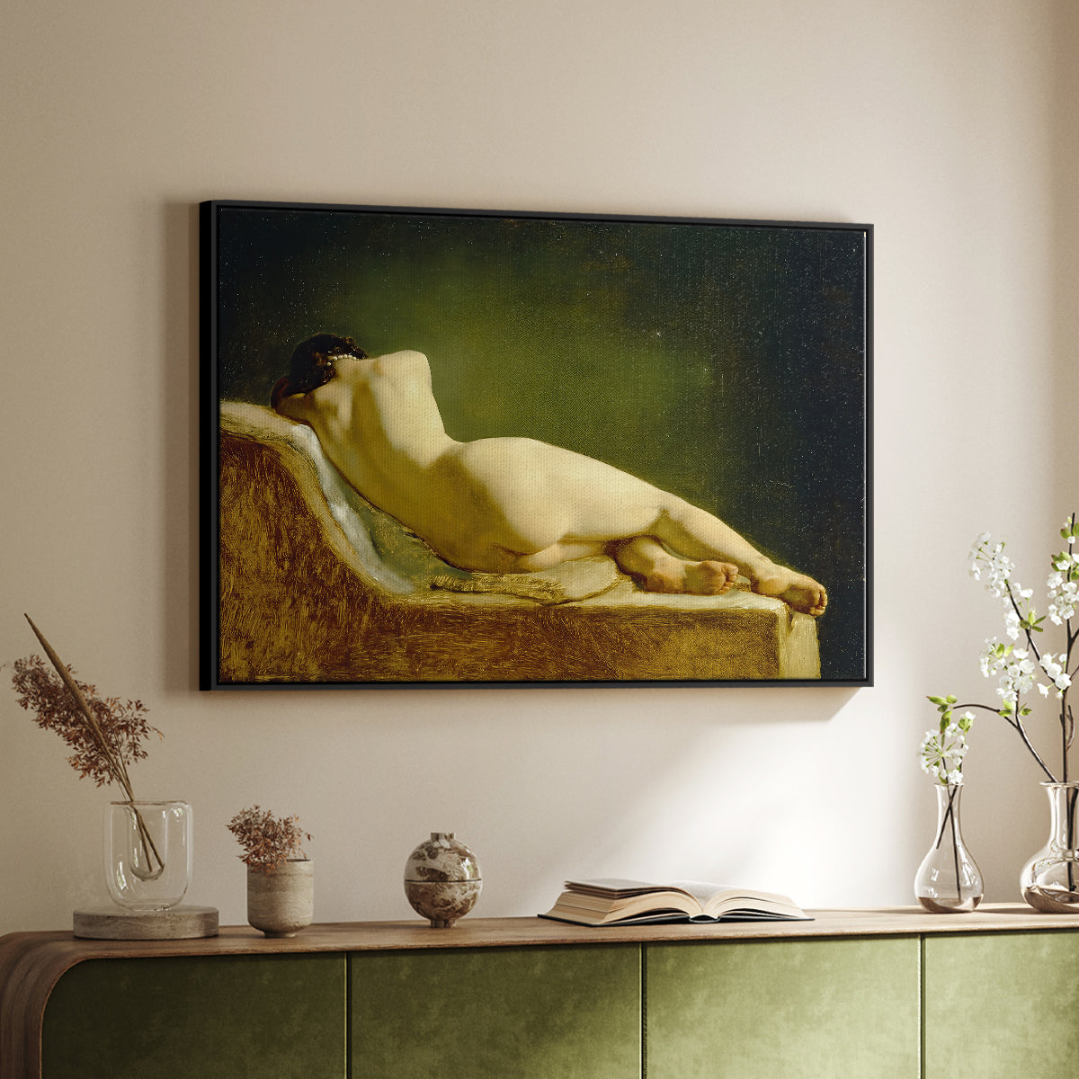 Reclining Nude (Liggende model), 1833 - Floater Framed Canvas Print