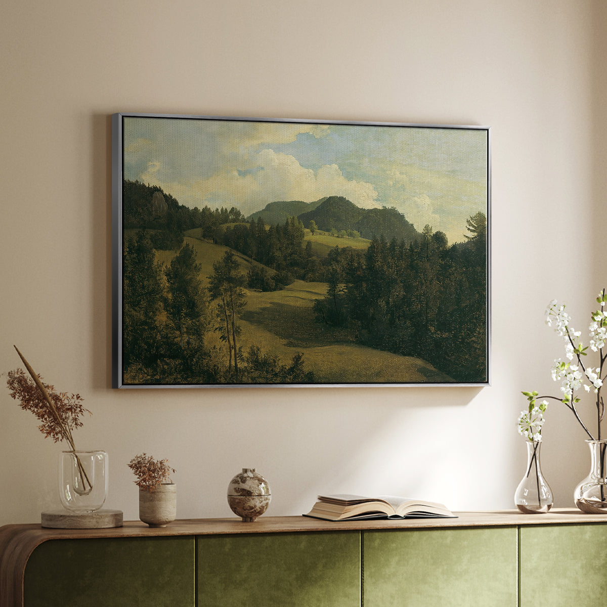 Landscape near Miesenbach, c. 1830 - Floater Framed Canvas Print