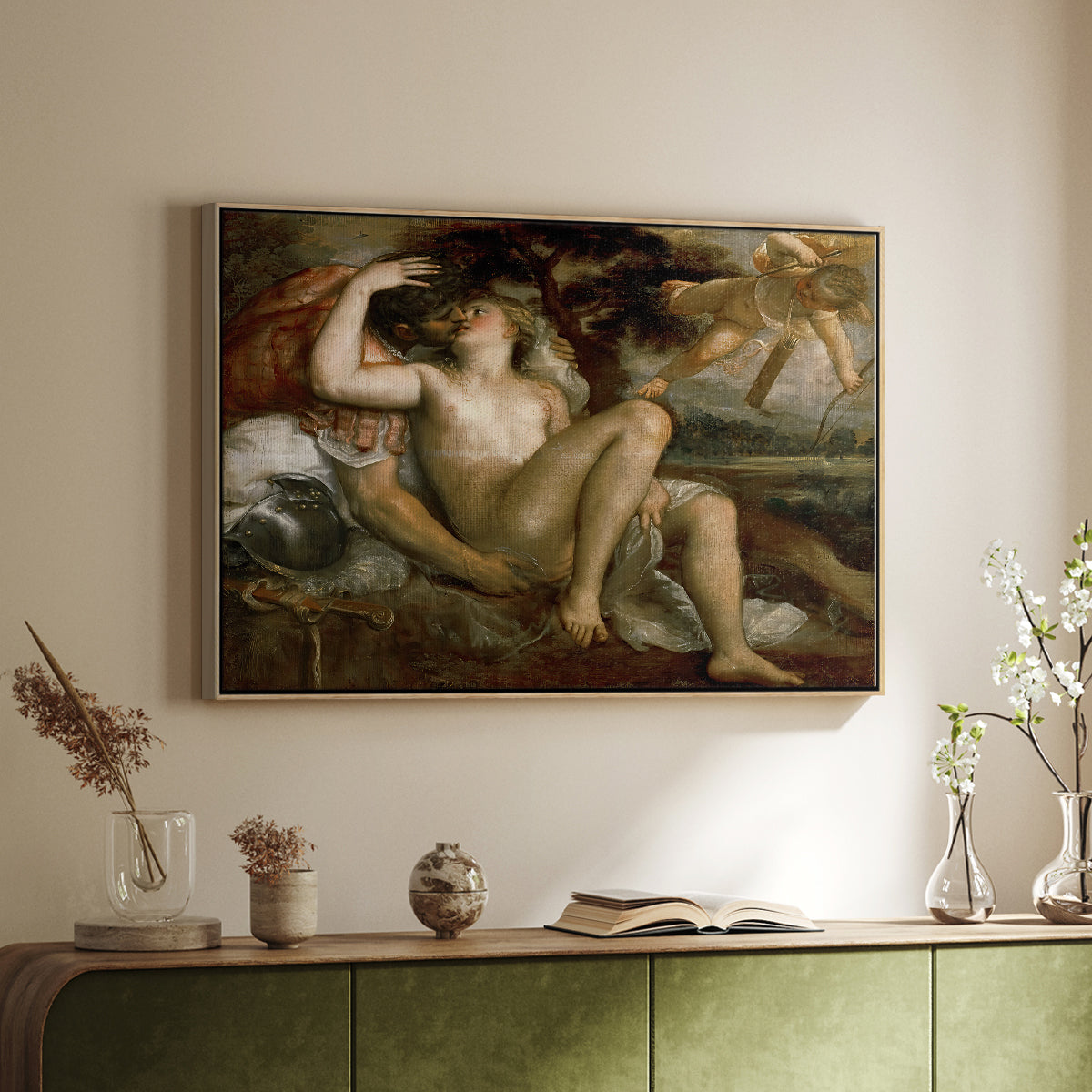 Mars, Venus and Cupid, c. 1530 - Floater Framed Canvas Print
