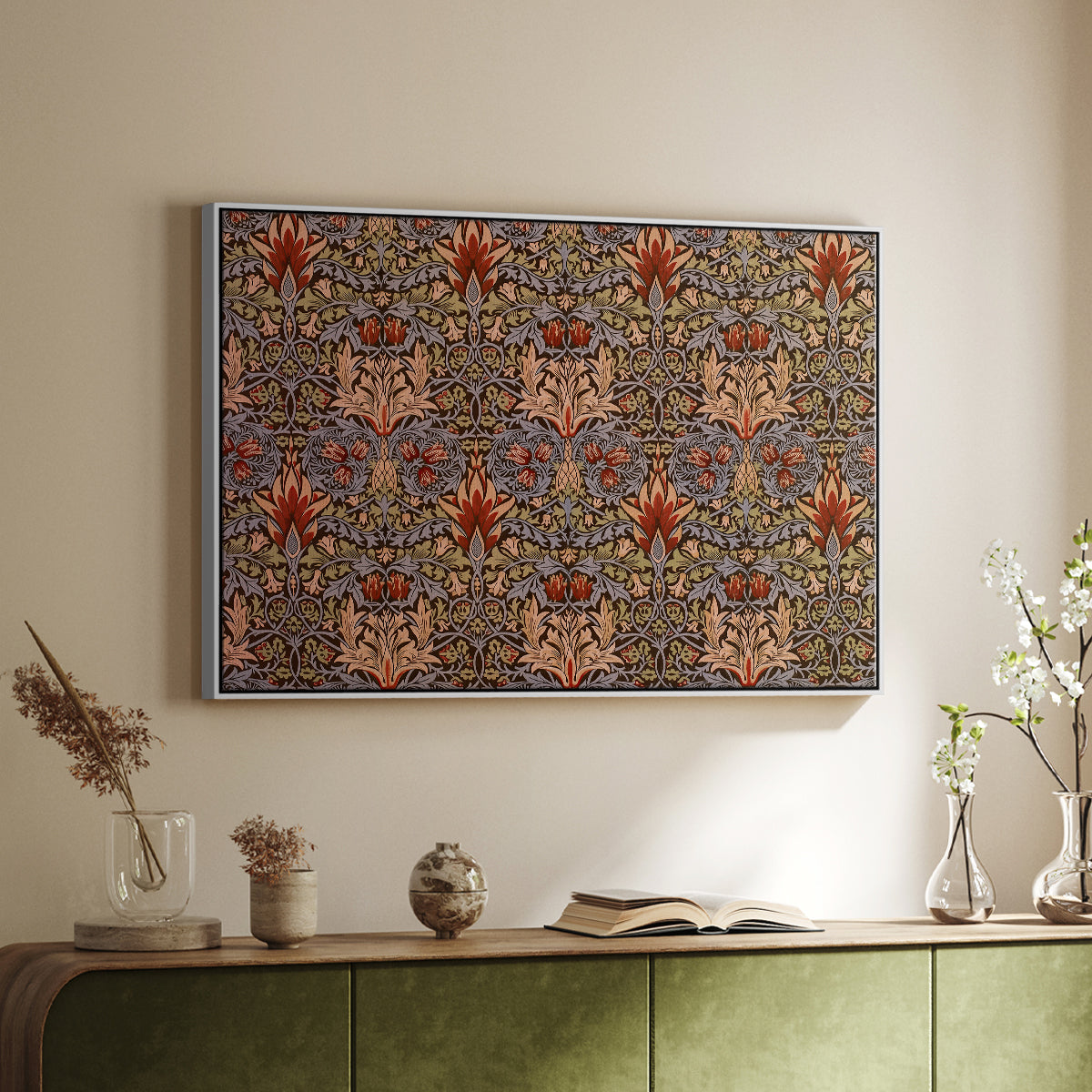 Snakeshead - Red/Cumin, c. 1876 - Floater Framed Canvas Print