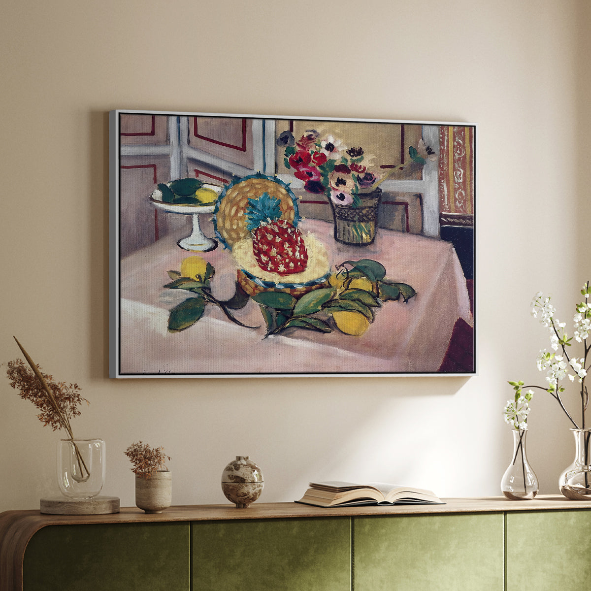 Still Life with Pineapple and Lemons, 1925 - Floater Framed Canvas Print