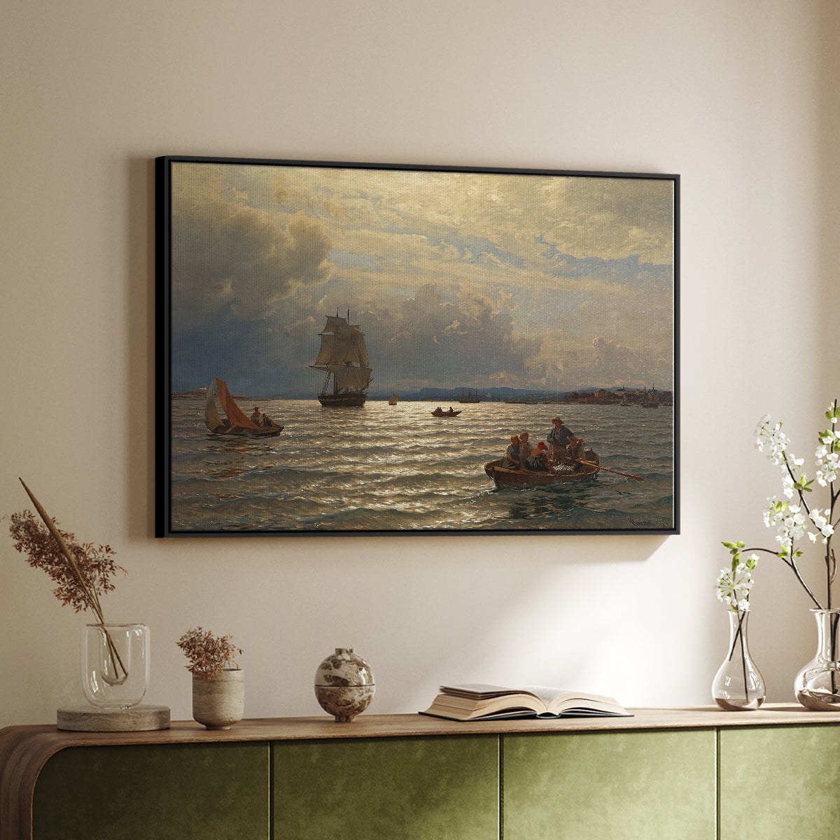From the Inlet of Oslo, 1874 - Floater Framed Canvas Print