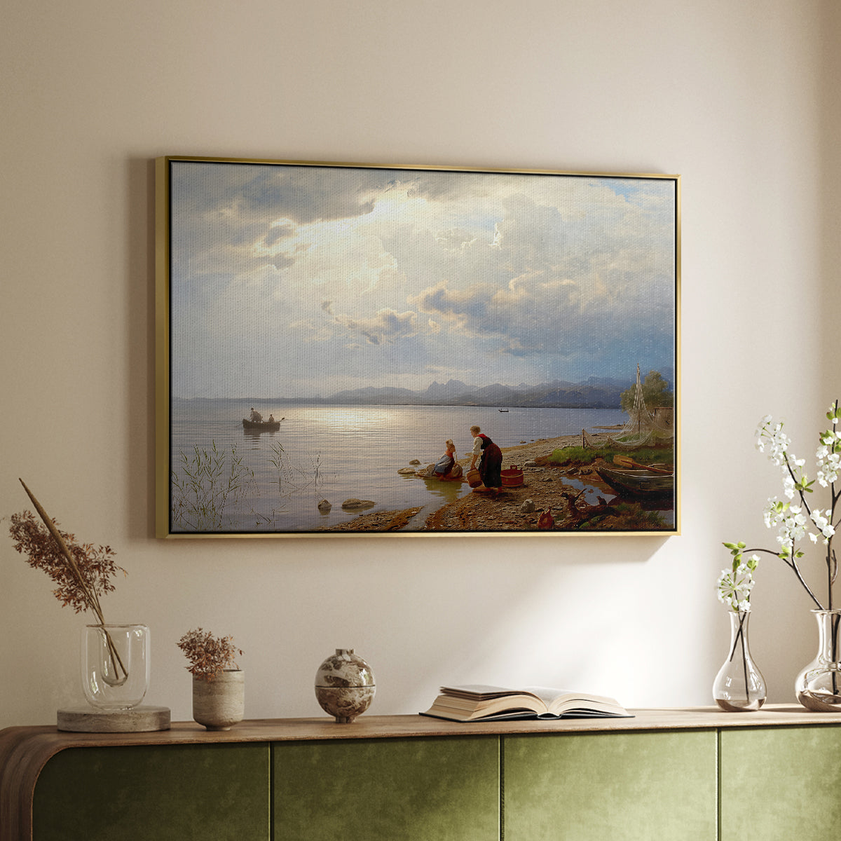 On the Banks of the Chiemsee, 1871 - Floater Framed Canvas Print