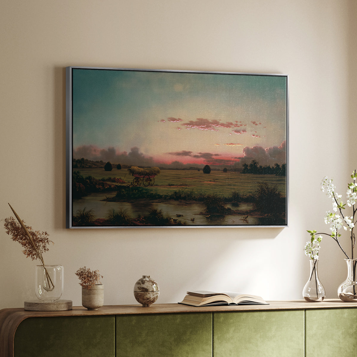 The Marshes at Rhode Island, 1866 - Floater Framed Canvas Print