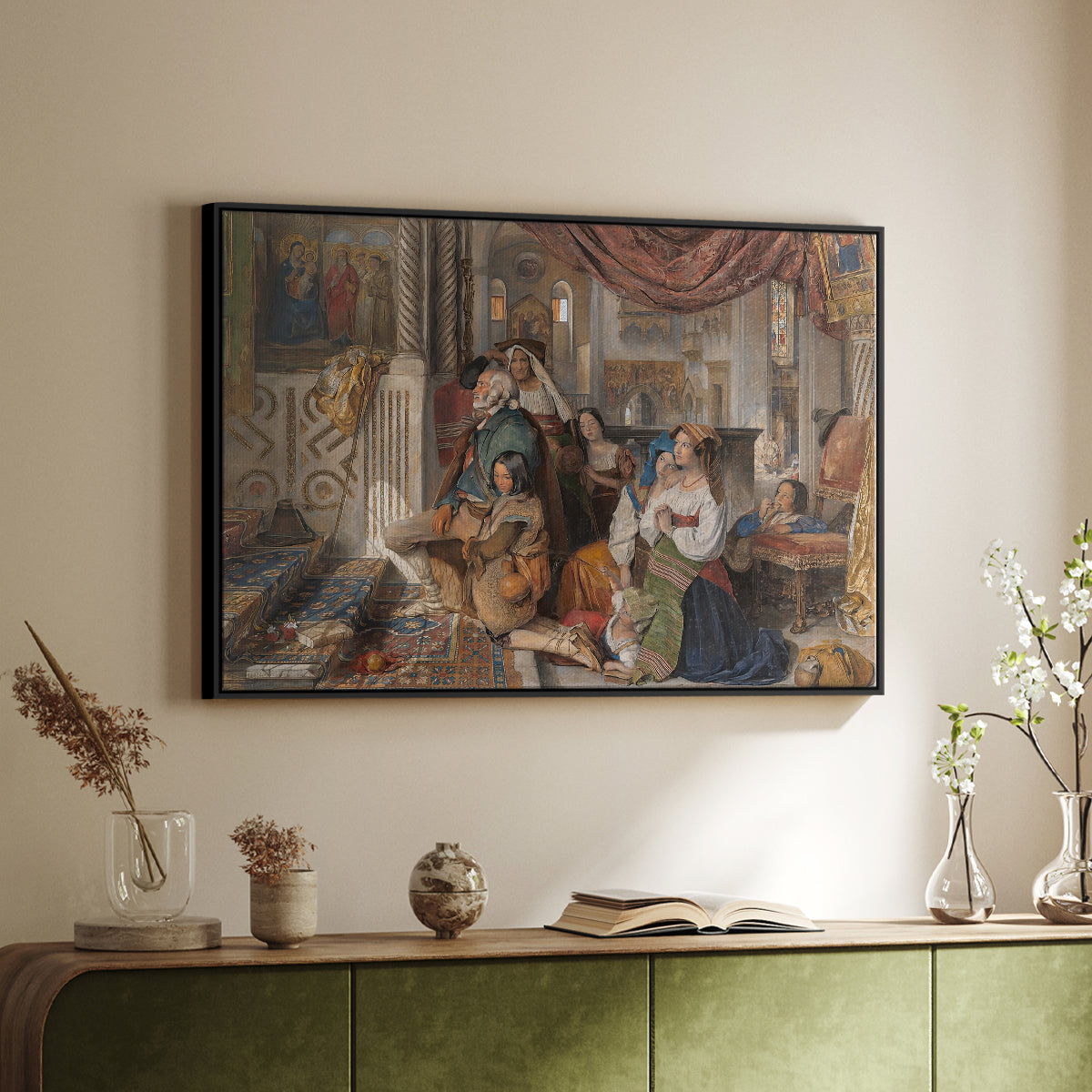 Roman Pilgrims, 1854 - Floater Framed Canvas Print