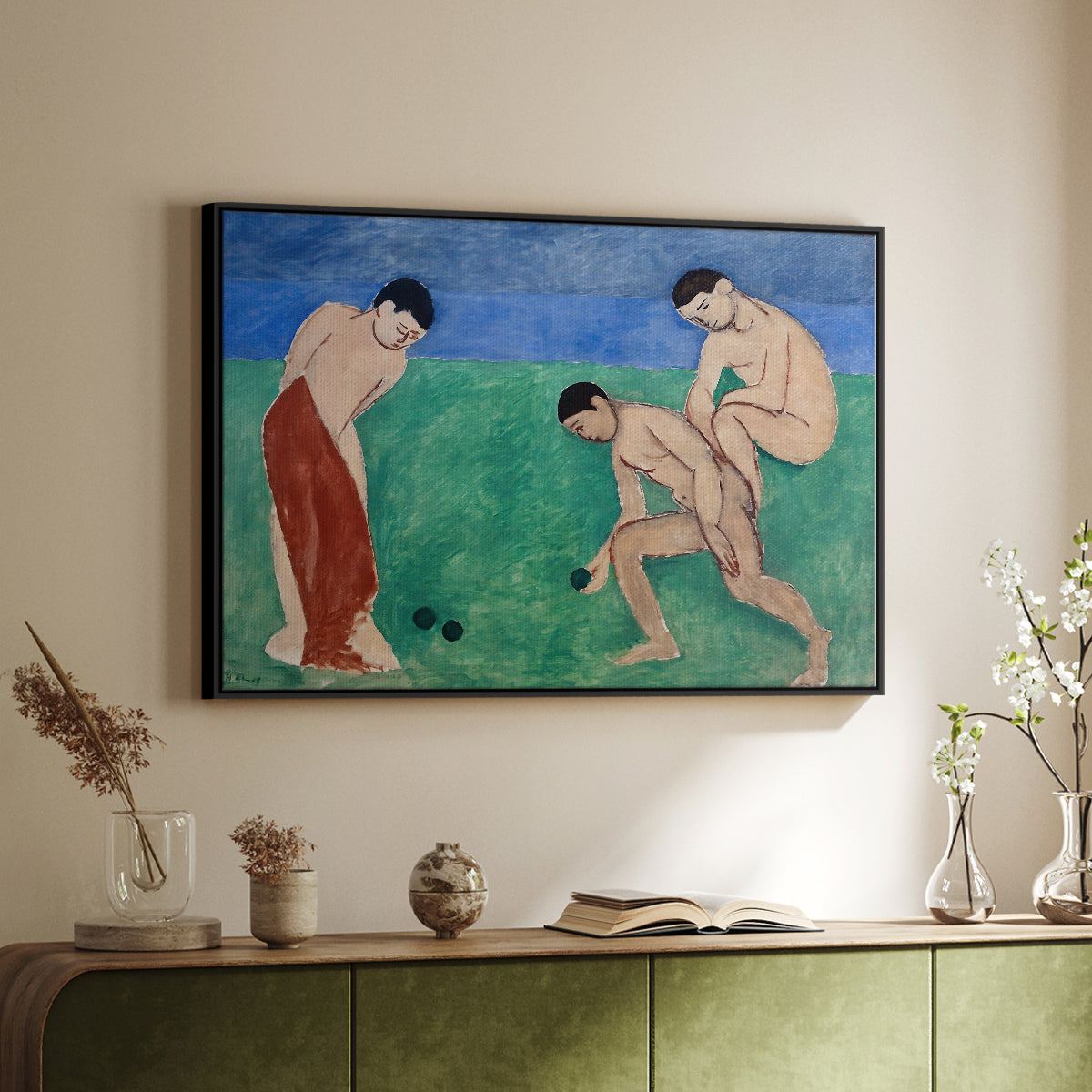 Game of Bowls, 1908 - Floater Framed Canvas Print