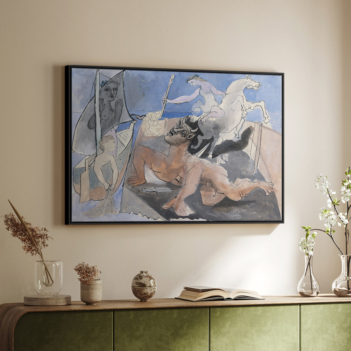 Composition with Minotaur, 1936 - Floater Framed Canvas Print