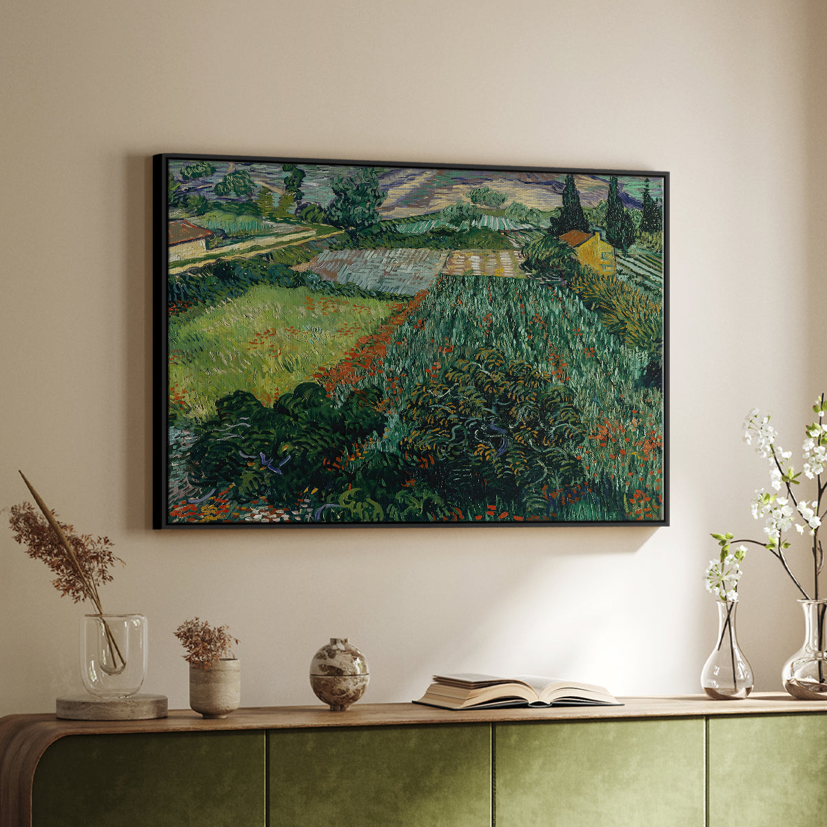 Field with Poppies, Saint-Rémy, 1889 - Floater Framed Canvas Print