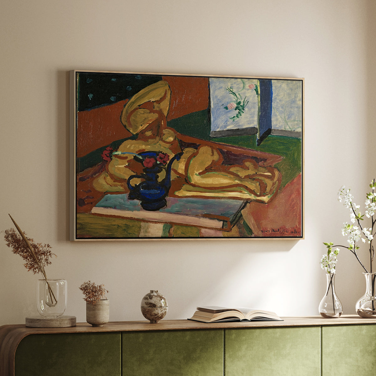 Sculpture and Persian Vase (The Bronze Figure), 1908 - Floater Framed Canvas Print