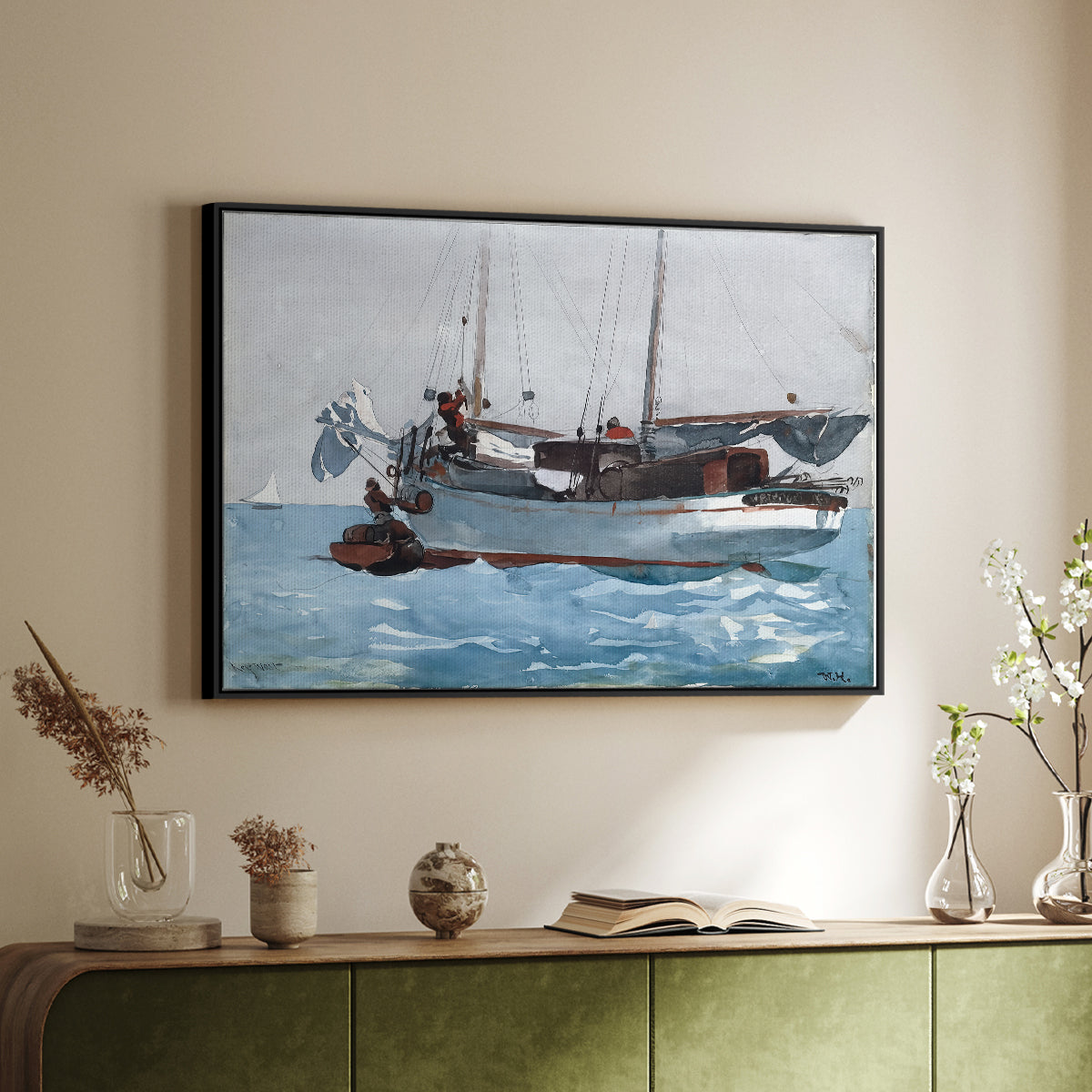 Taking on Wet Provisions, 1903 - Floater Framed Canvas Print