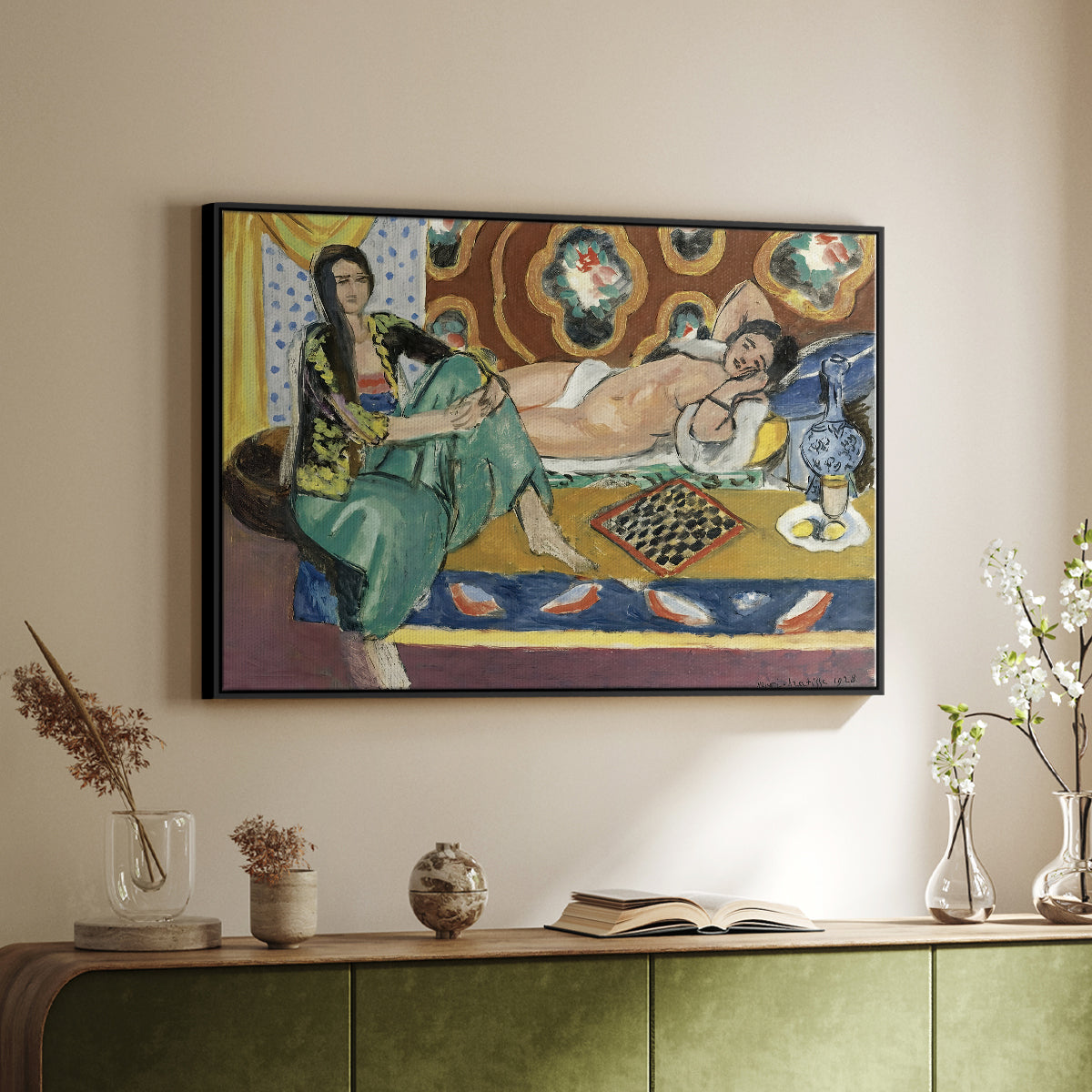 Odalisques Playing Checkers (Odalisques jouant aux dames), 1928 - Floater Framed Canvas Print