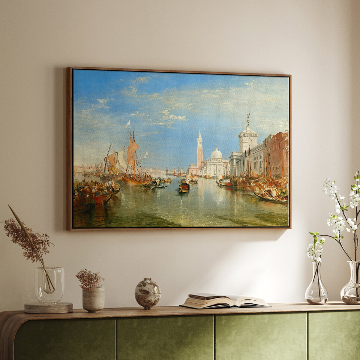 Venice: The Dogana and San Giorgio Maggiore, 1834 - Floater Framed Canvas Print
