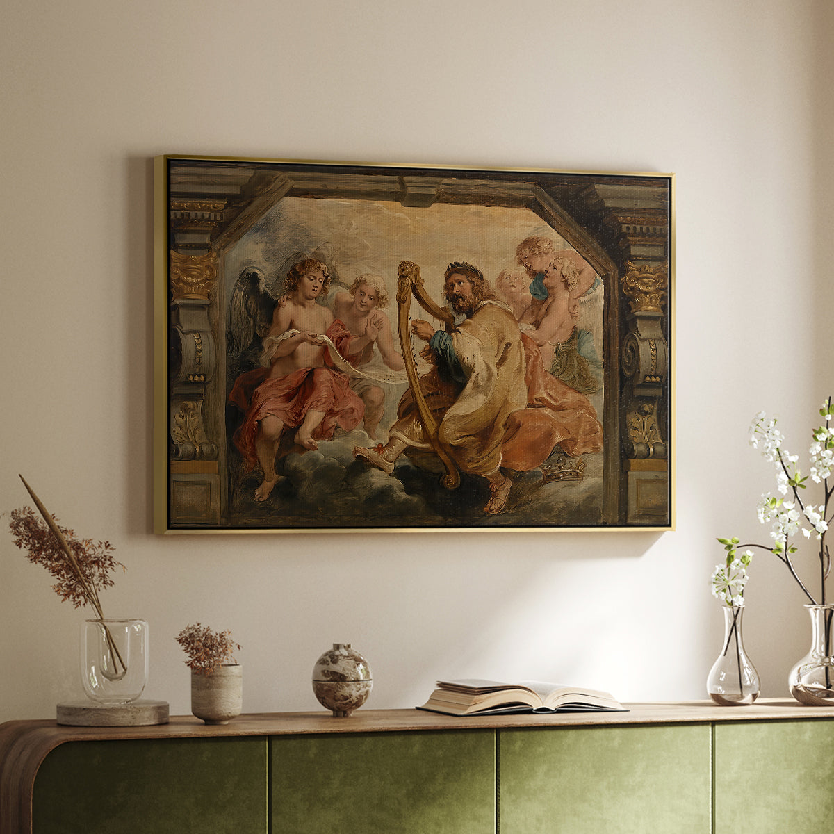 King David Playing the Harp, c. 1627-1628 - Floater Framed Canvas Print