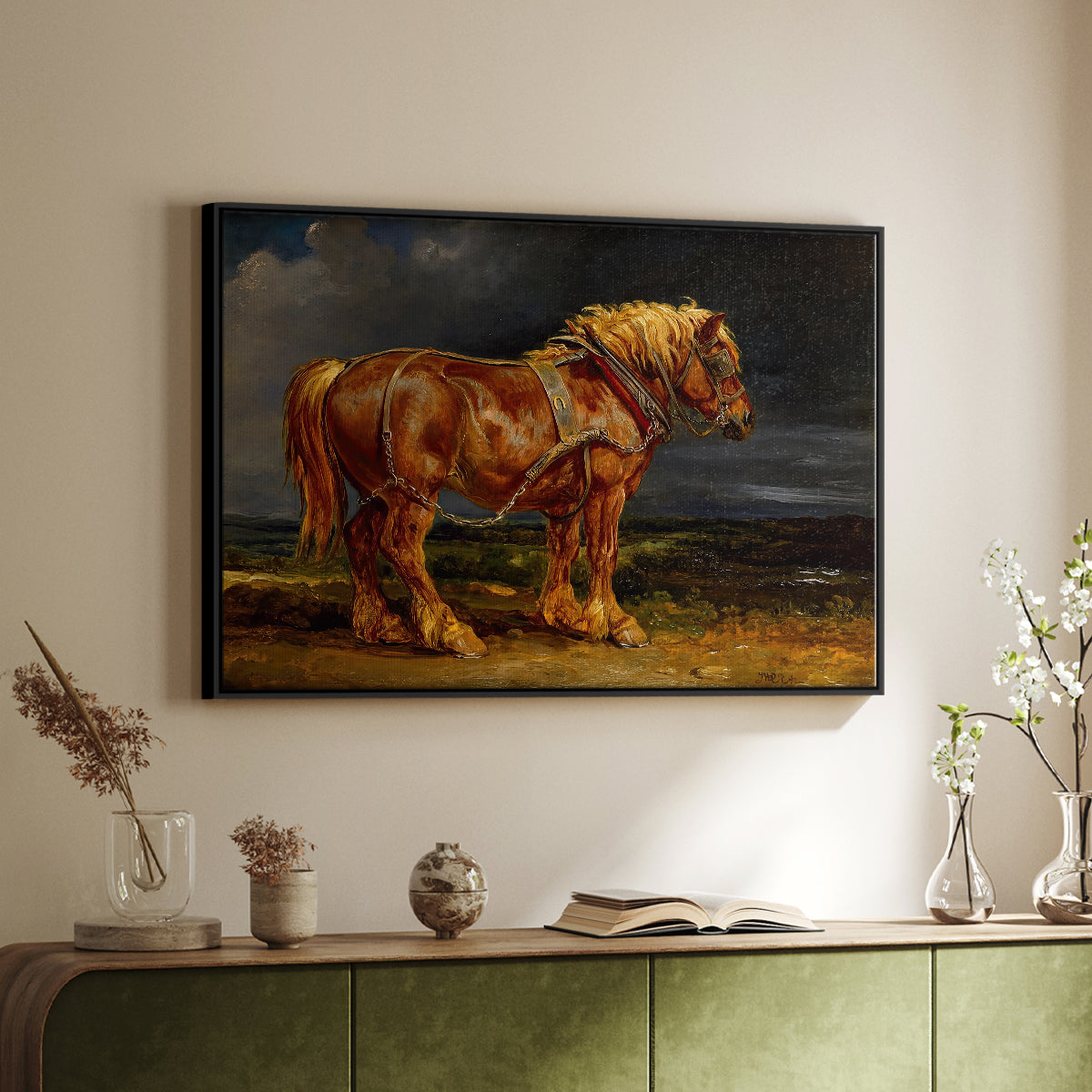 The Shire Horse Elephant in an Extensive Landscape, c. 1850s - Floater Framed Canvas Print