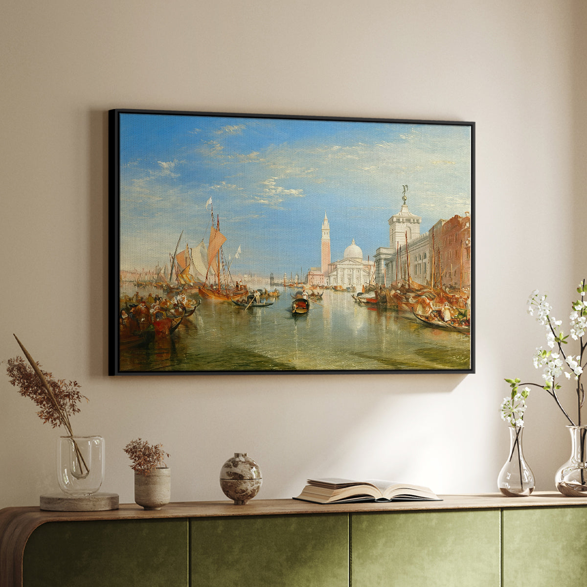 Venice: The Dogana and San Giorgio Maggiore, 1834 - Floater Framed Canvas Print