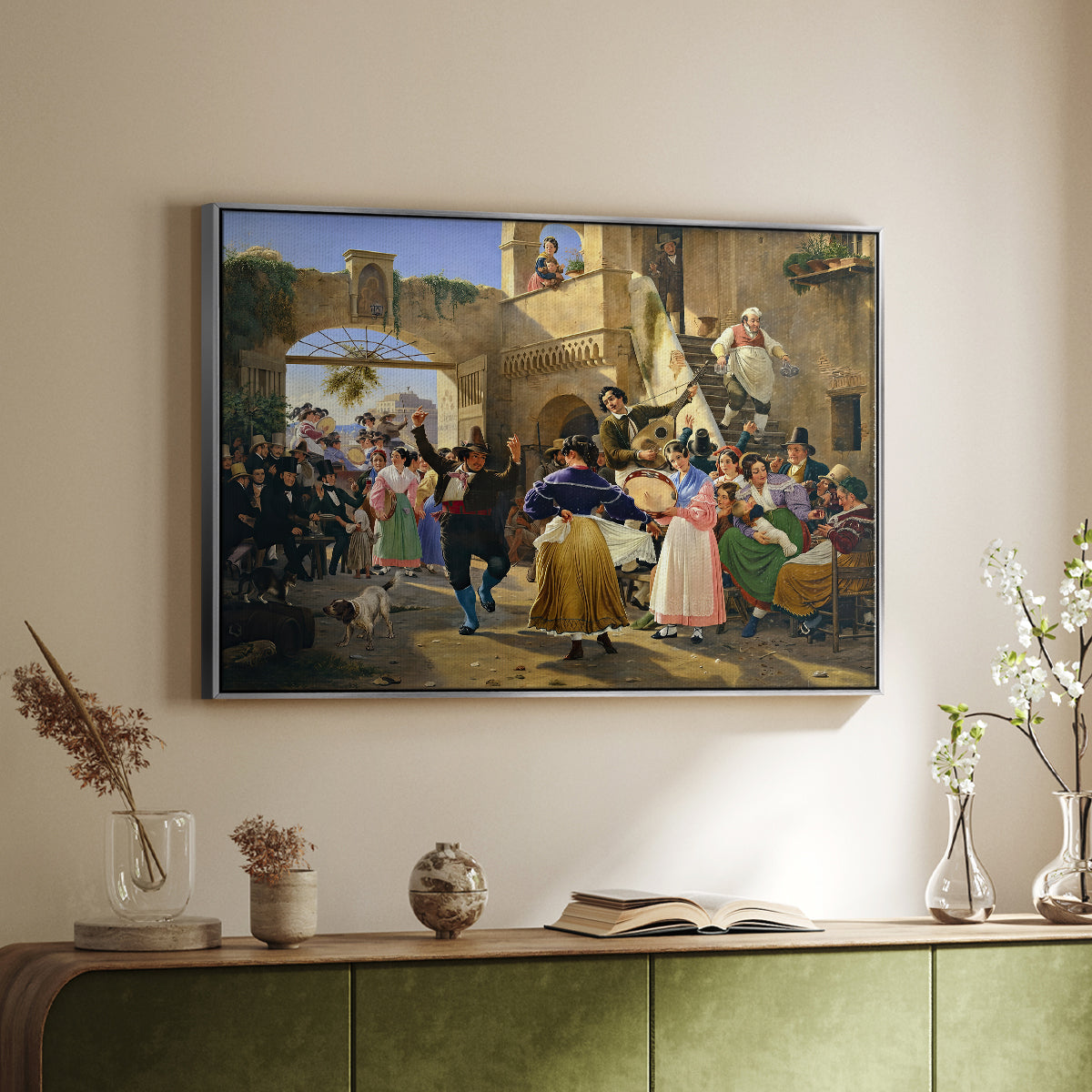 Romans Gathered for Merriment at an Osteria, 1839 - Floater Framed Canvas Print