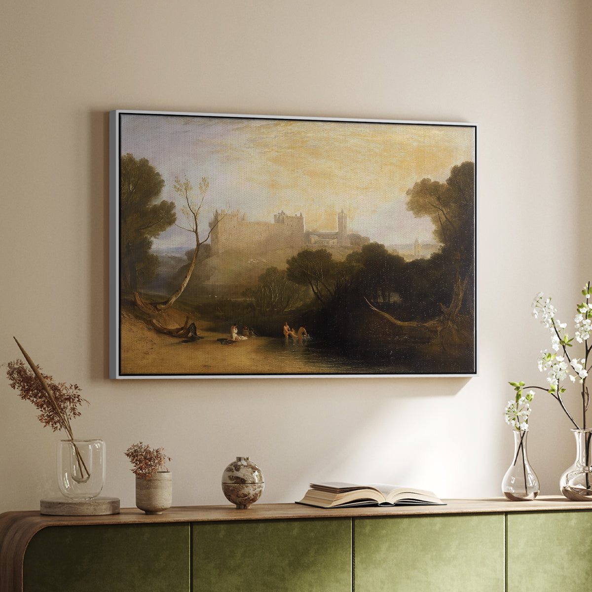 Linlithgow Palace, c. 1807 - Floater Framed Canvas Print