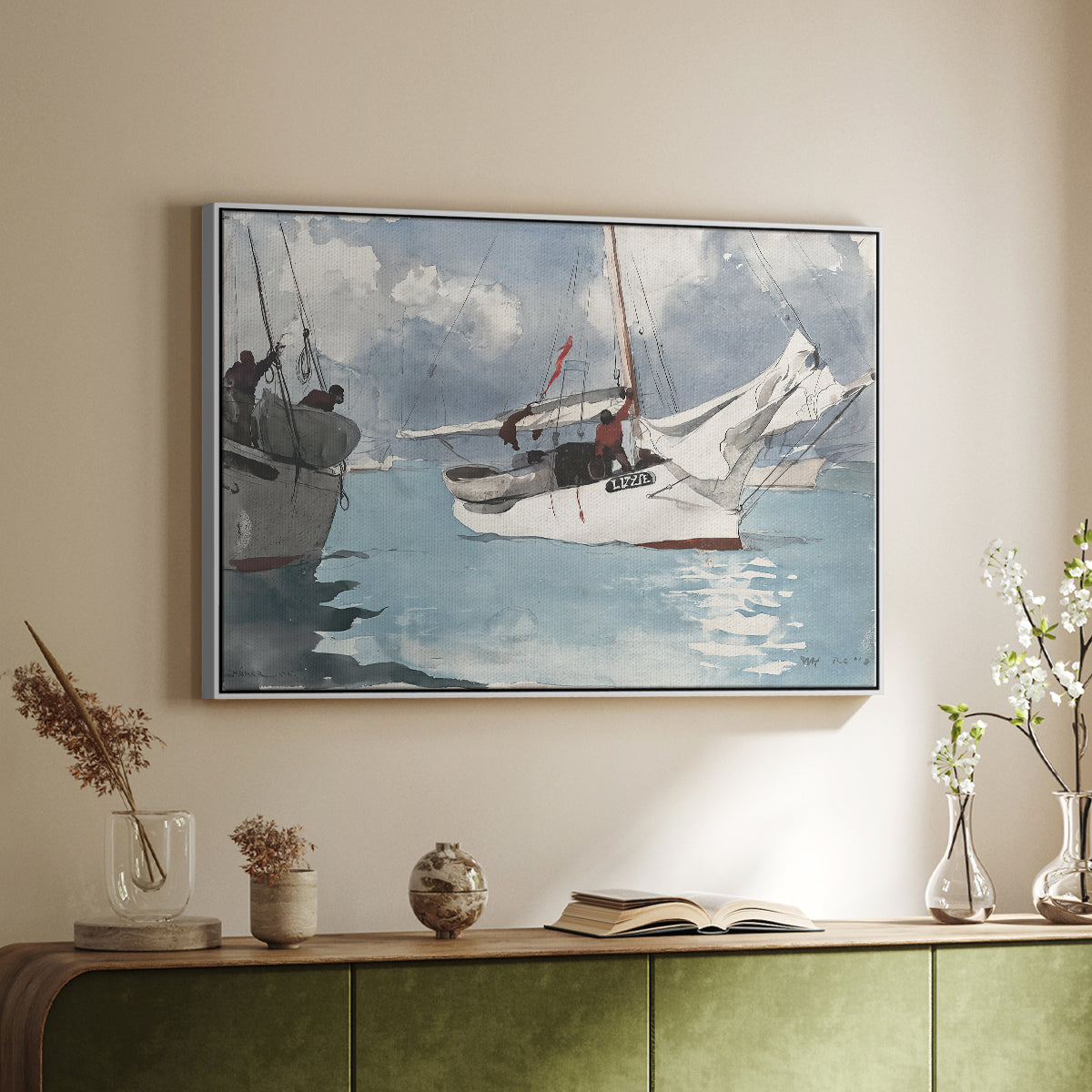 Fishing Boats, Key West, 1903 - Floater Framed Canvas Print