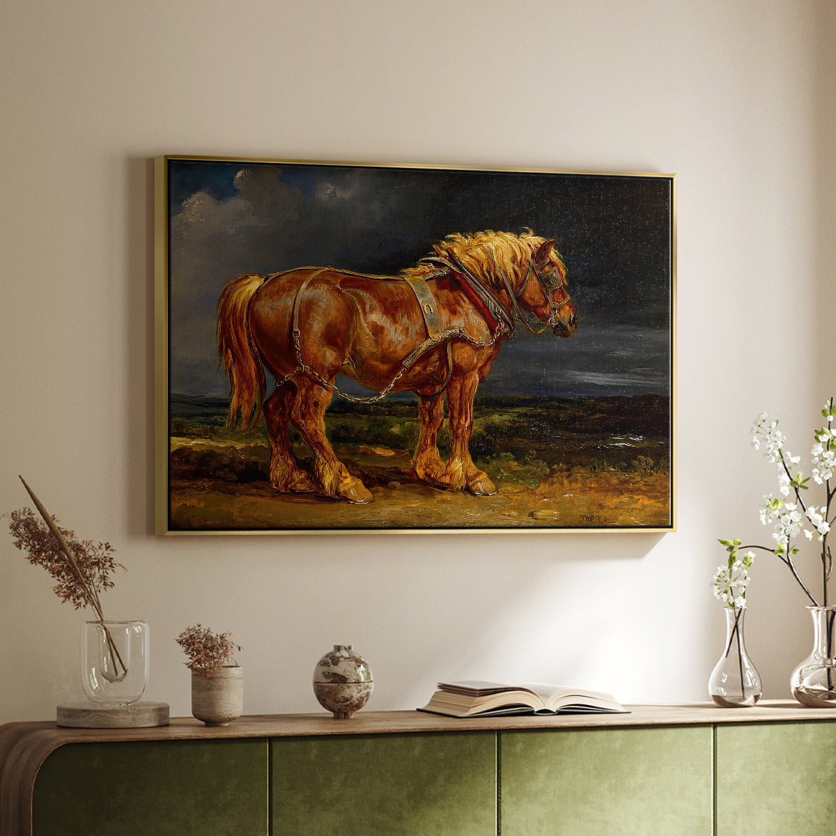 The Shire Horse Elephant in an Extensive Landscape, c. 1850s - Floater Framed Canvas Print