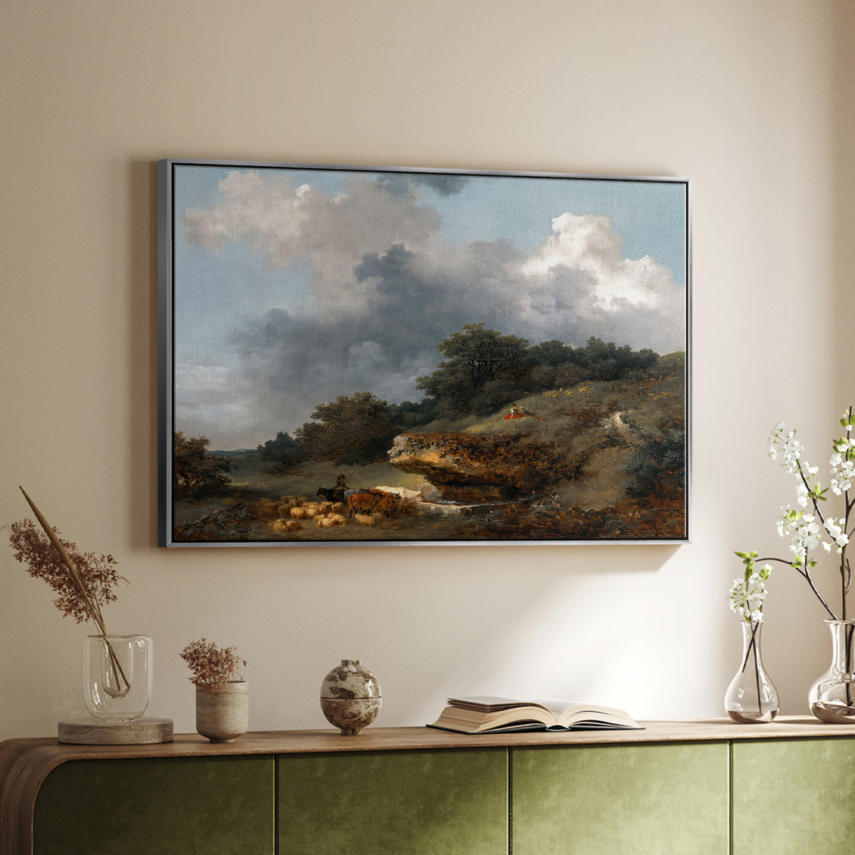 The Watering Place, c. 1765 - Floater Framed Canvas Print