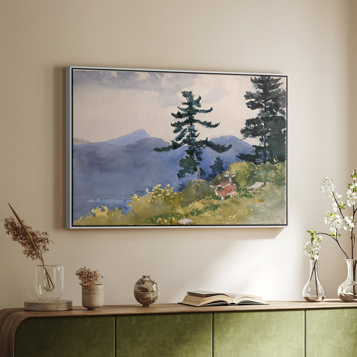 North Woods Club, Adirondacks, 1892 - Floater Framed Canvas Print