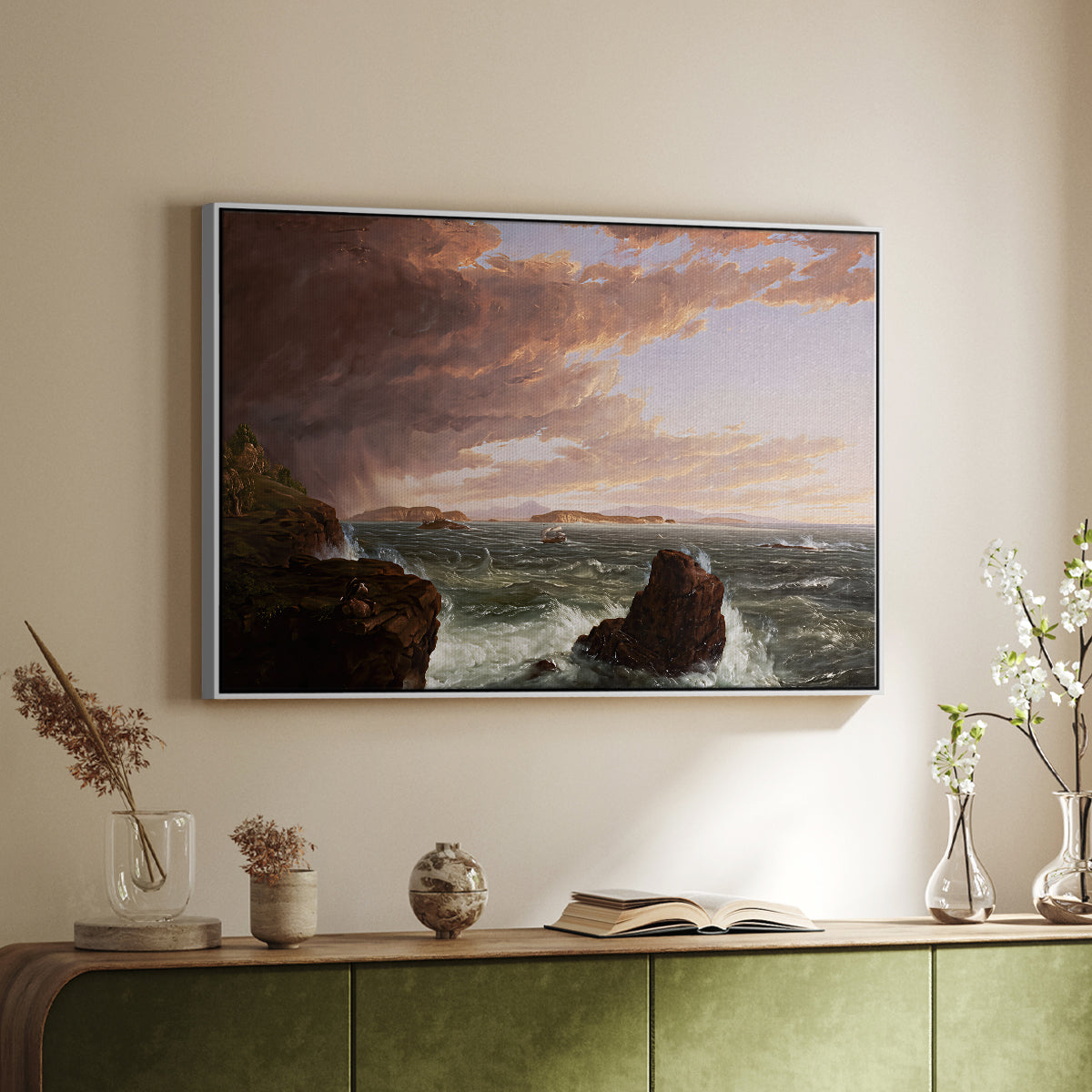 Views Across Frenchman's Bay from Mt. Desert Island, After a Squall, 1845 - Floater Framed Canvas Print