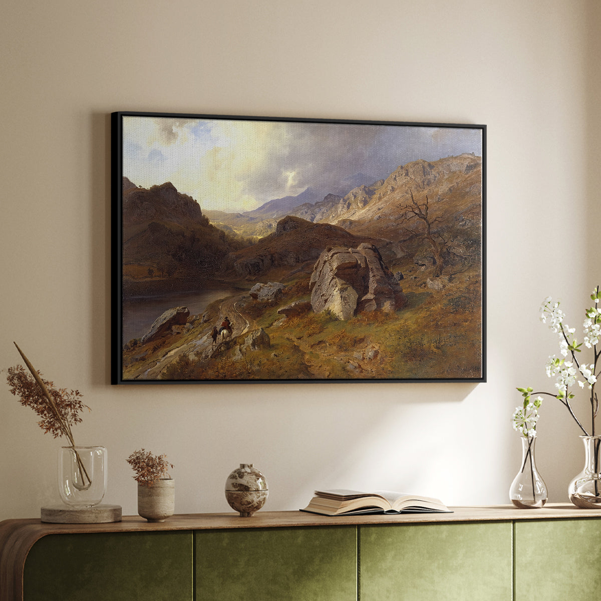 Lledr Valley in Wales, 1864 - Floater Framed Canvas Print